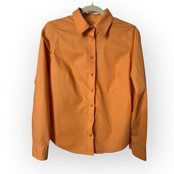 Lady Hathaway Peach button down long sleeve collared blouse Shirt Size M - Picture 2 of 5